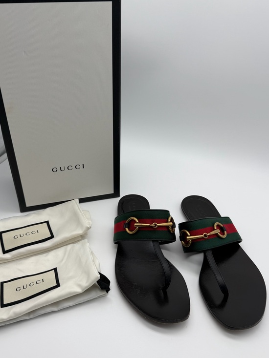 Gucci Shoes - Gucci Black Lifford Leather Flip Flop Thong Sandal Size 35+